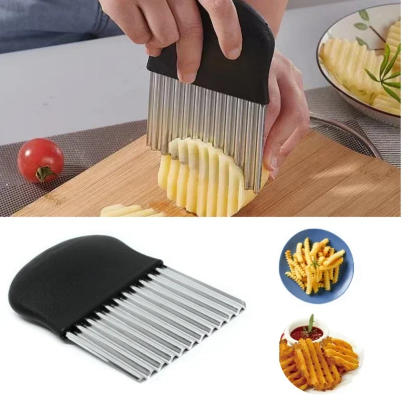 Upgrade Your Kitchen with a 1pc Crinkle Cutter - Wavy Chopper Knife for Fruits, Vegetables, Salad, Carrots, Potatoes & Fries